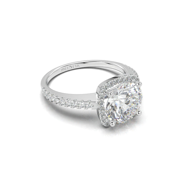 18K White Gold Halo Princess Mount  Engagement Ring