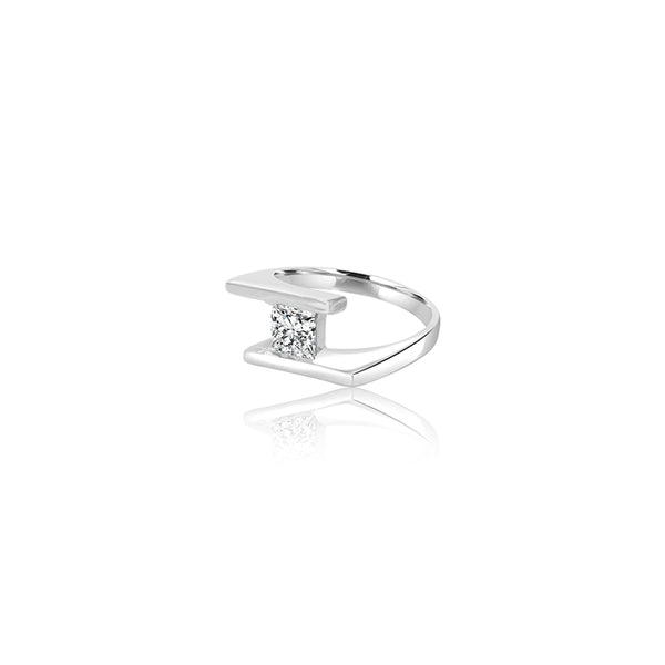 18K White Gold Angelina Square Cubic Ring