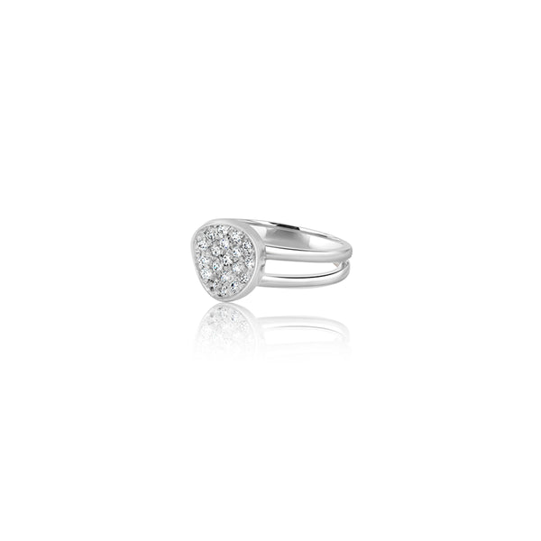 18K White Gold Round Izabella Pave'  Ring