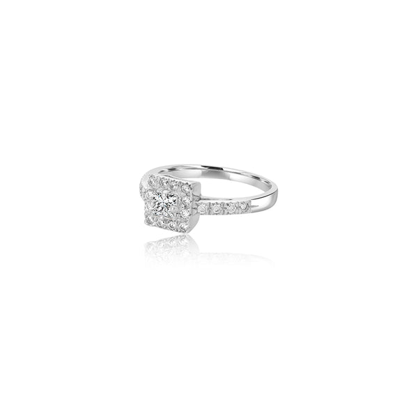18K White Gold Luciana Square Halo Ring
