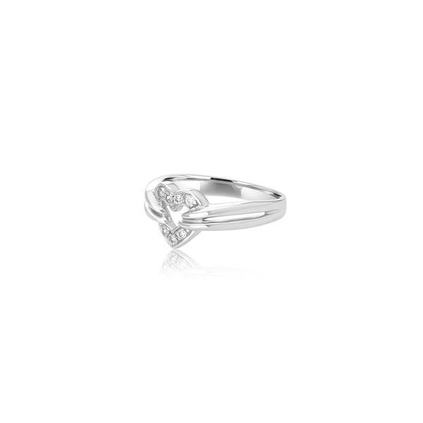 18K White Gold Bianca Cubic Heart Ring