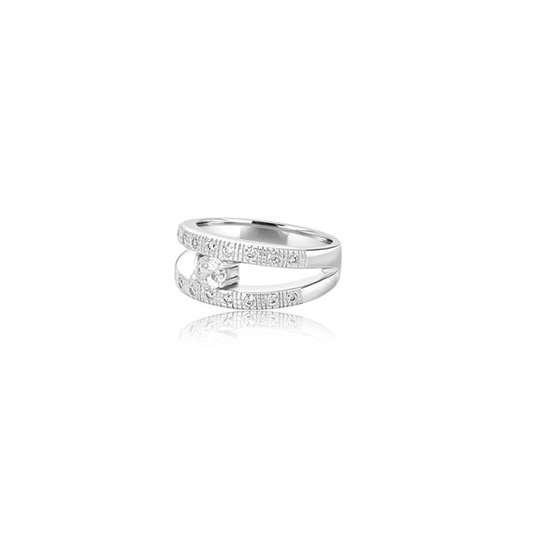 18K White Gold Viviana Cubic Split Ring