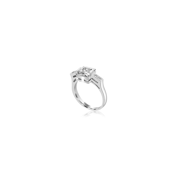 18K White Gold Abriana Princess Uni Ring