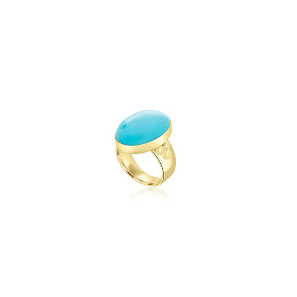 14K Yellow Gold Chandler Blue Coral Ring