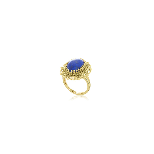 10K Yellow Gold Hazel Blue Wire Vintage Ring