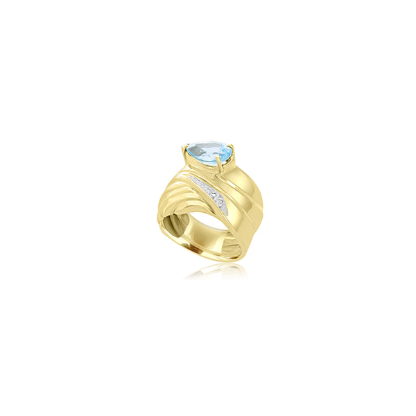 10K Yellow Gold (0.04 Ct. Tw.) Ellie Pear Aqua Diamond Ring