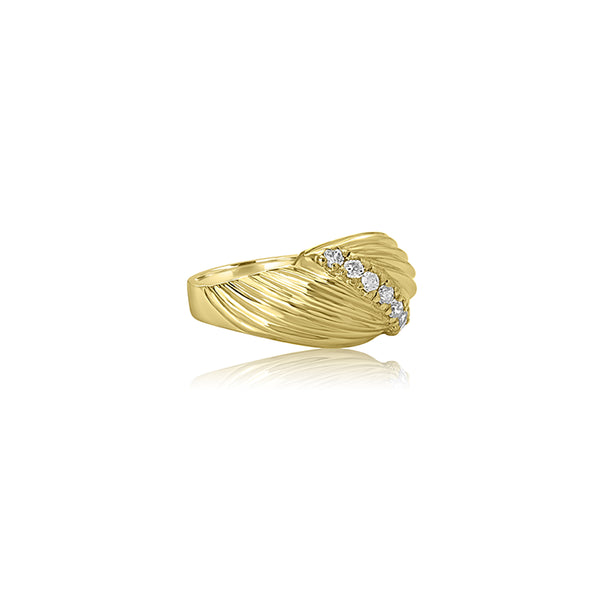 18K Yellow Gold Trinity Cubic Dome Swirl Ring