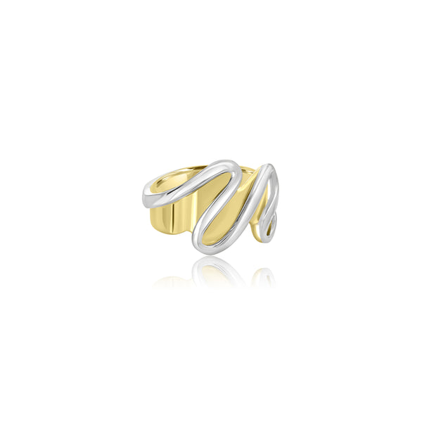 18K T-Tone Slone Swirl Abstract Ring