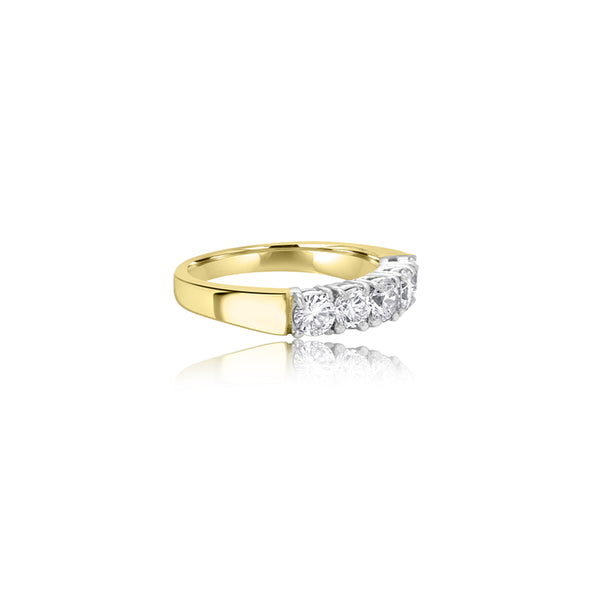 18K T-Tone Five Stone Double Ring