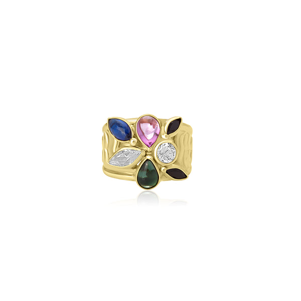 18K Yellow Gold Gemstone Wild Color Ring