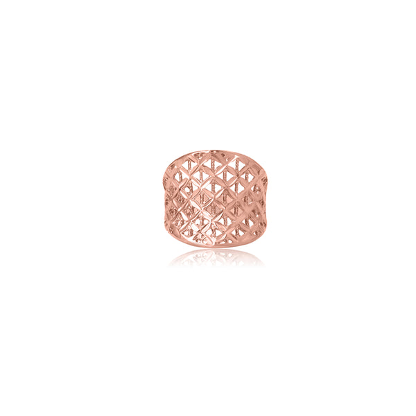 14K Rose Gold Diamond Cut Basket Ring