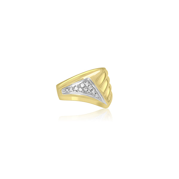 18K Yellow Gold (0.12 Ct. Tw.) Dome Diamond Ring