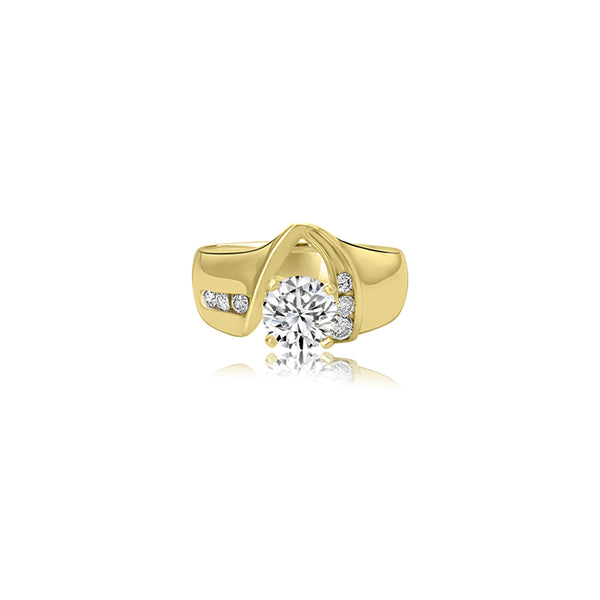 18K Yellow Gold (0.20 Ct. Tw.) Center Cubic Ring