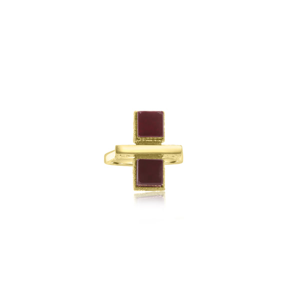 10K Yellow Gold Double Square Ring