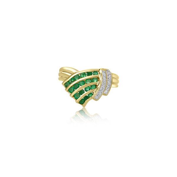 14K Yellow Gold (0.12 Ct. Tw.) Genuine Emerald Ring