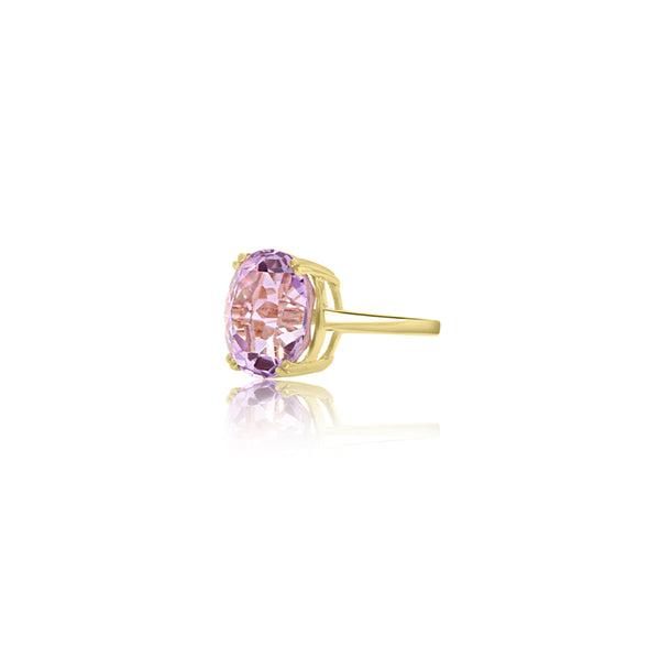14K Yellow Gold Large Oval Amethyst Ring