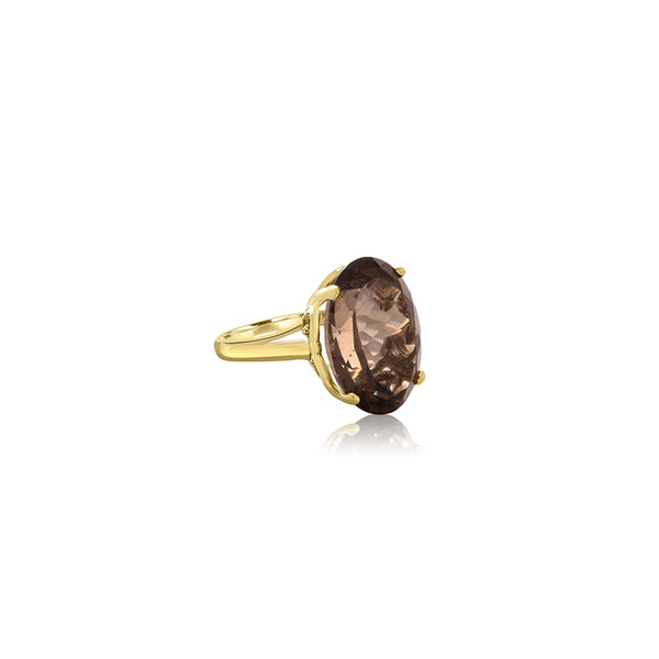 10K Yellow Gold Oval Topaz Ring