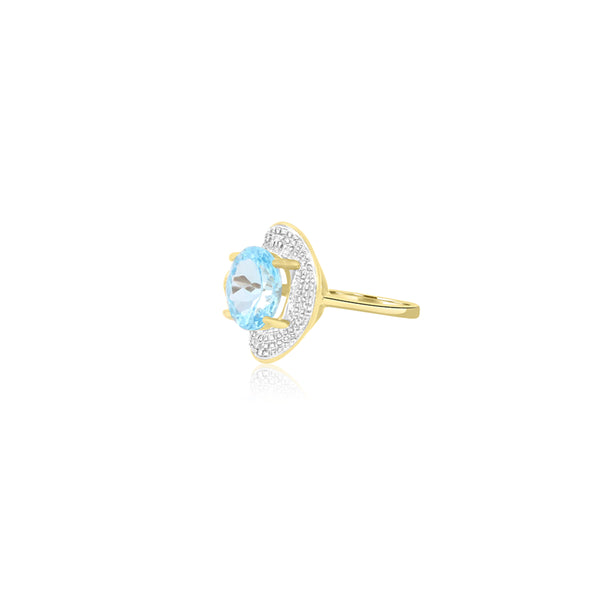 10K T-Tone Aqua & Diamonds (0.04 Tw. Ct.) Ring