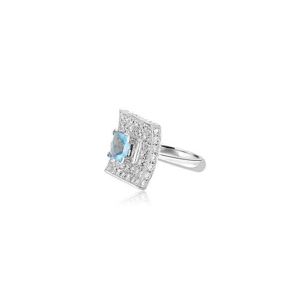 18K White Gold (1.50 Ct. Tw.) Square Designer Diamond Ring