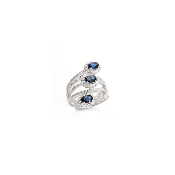 18K White Gold Blue Sapphire Ring