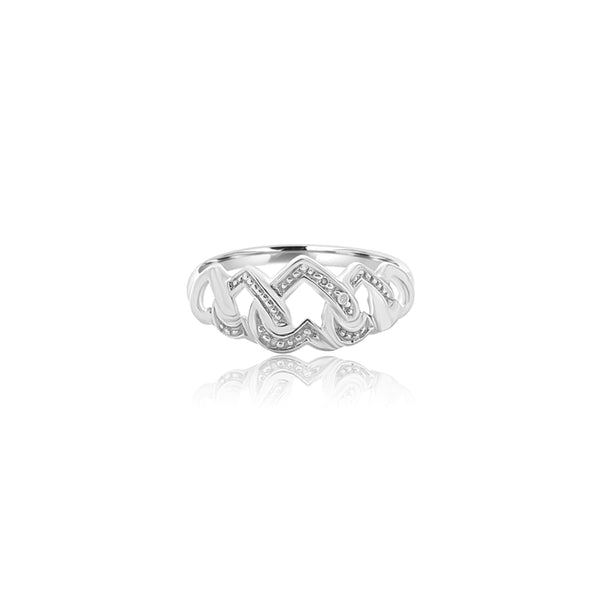 10K White Gold (0.05 Ct. Tw.) Five Diamond Heart Ring