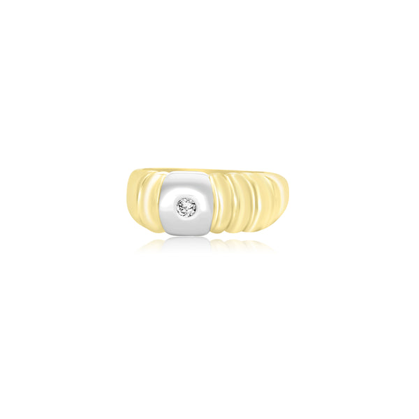 18K T-Tone (0.10 Ct. Tw.) Custom Made Grooved Ring