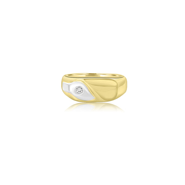 18K T-Tone (0.05 Ct. Tw.) Custom Made Mens Oval Ring
