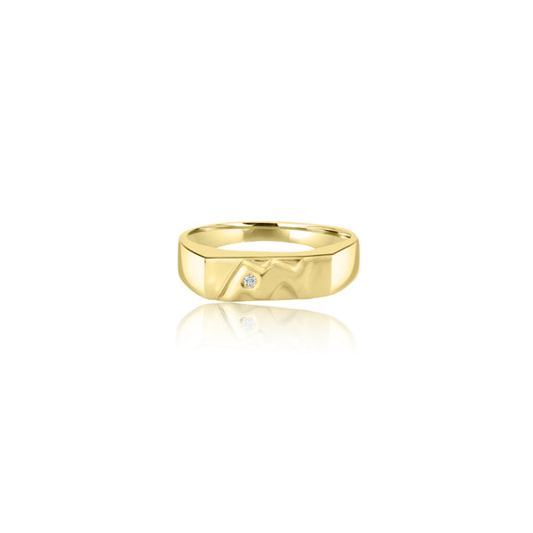 18K T-Tone Man's Signet Ring Diamond Ring