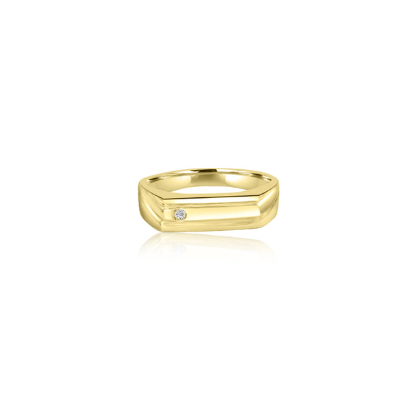 18K Yellow Gold Grooved Singnet Ring