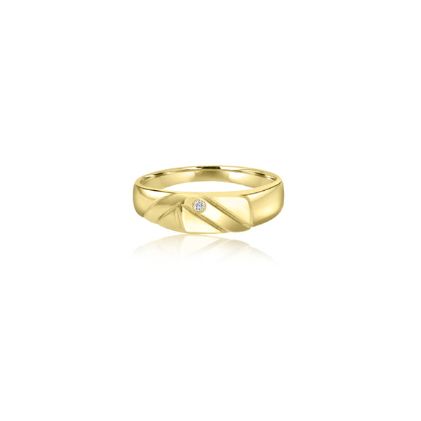 18K Yellow Gold Diamond Mans Signet Ring