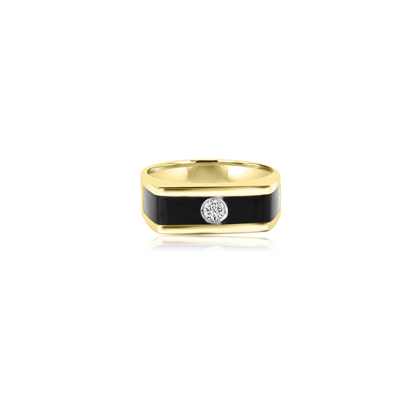 18K Yellow Gold (0.12 Ct. Tw.) Black Onyx Diamond Ring