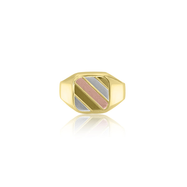 18K Tri-Color Men's Signet Ring