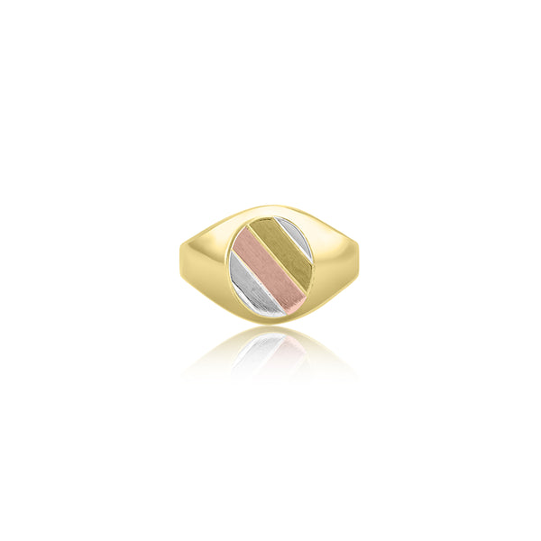 18K Tri-Color Oval Signet Ring