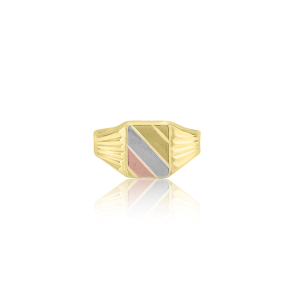 18K Tri-Color Square Signet Ring