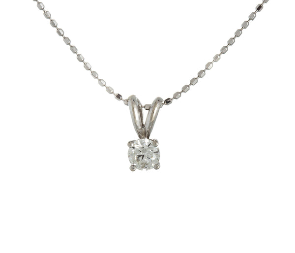 18K White Gold (0.20 Ct. Tw.) Four Claw Diamond Drop Necklace