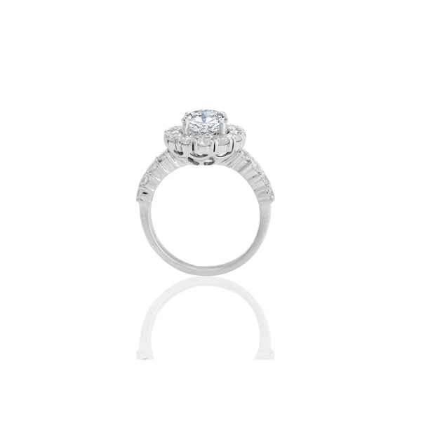 14K White Gold Round Halo Accent Engagement