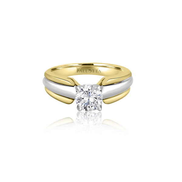 14K T-Tone Four Prong Solitaire Engagement Ring