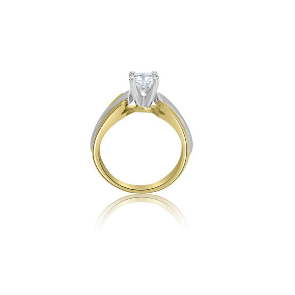14K T-Tone Four Prong Solitaire Engagement Ring