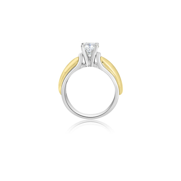 14K T-Tone Four Prong Round Solitaire  Engagement Ring