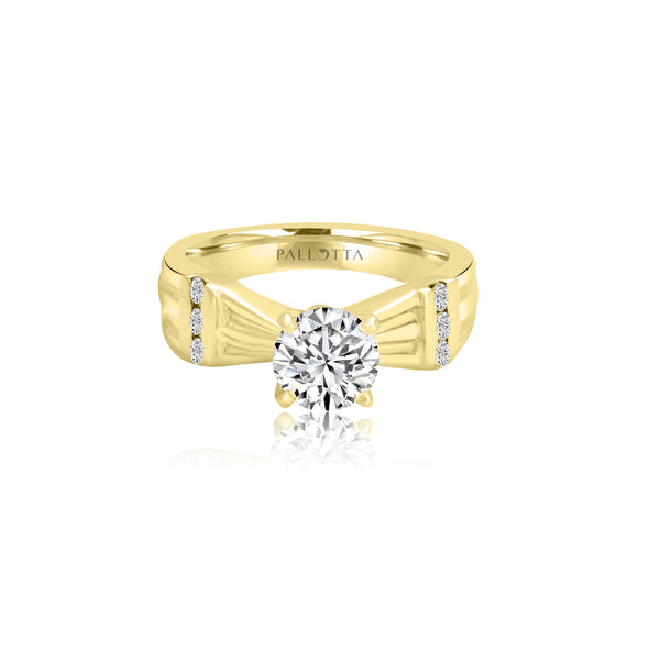 18K T-Tone Round Channel Set Engagement Ring