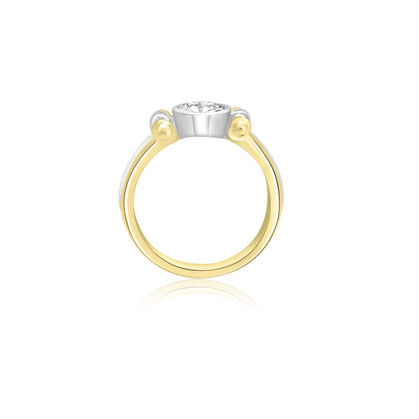 18K T-Tone Bezel Round Solitaire Engagement Ring