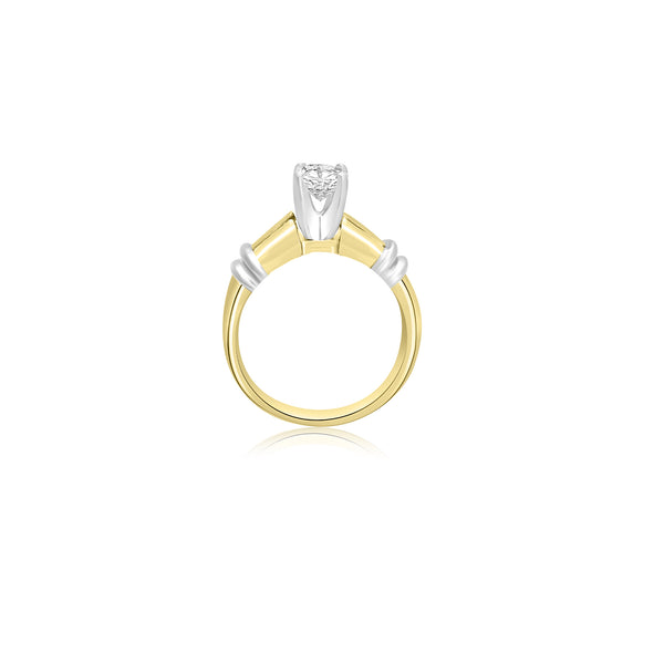 18K T-Tone Princess Accent Engagement Ring