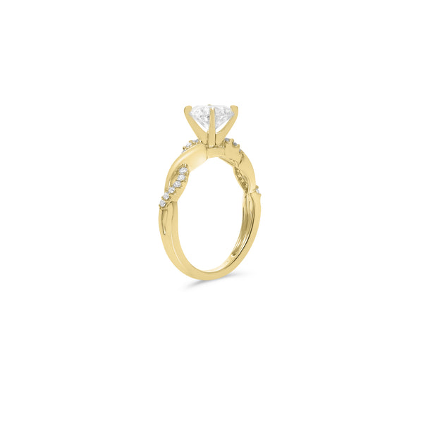 14K Yellow Gold Swirl Four Prong Engagement Ring