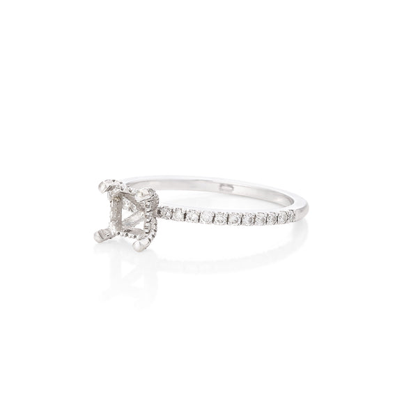18K White Gold Princess Cut Halo Engagement Ring