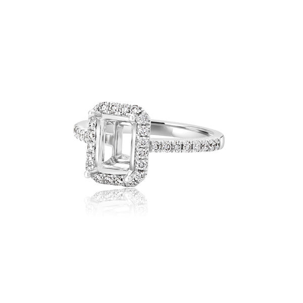 14K White Gold (0.37 Ct. Tw.) Emerald Engagement Ring