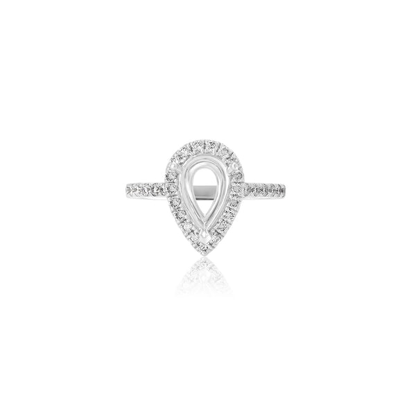 14K White Gold (0.40Ct. Tw.) Pear Halo Engagement Ring