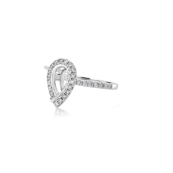 14K White Gold (0.40Ct. Tw.) Pear Halo Engagement Ring