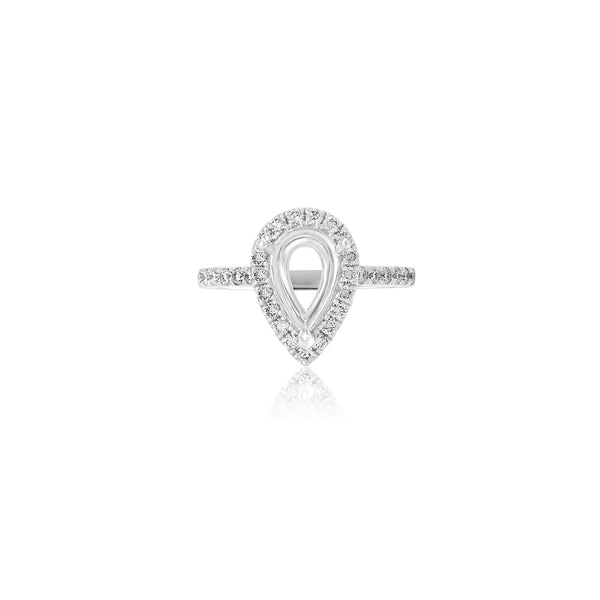 14K White Gold (0.38 Ct. Tw.) Pear Halo Engagement Ring