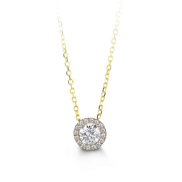 10k Yellow Gold Cubic Halo Necklace