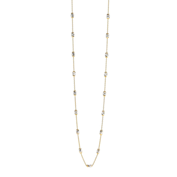 10k Yellow Gold Oval Beaded Necklace